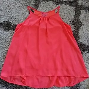 LA Scala neon orange lace blouse NWT